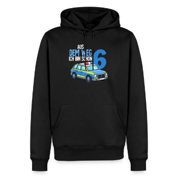 6e anniversaire Police voiture de police 6 ans - Sweat à capuche Premium bio Homme - noir - Devant - Nico (187cm)