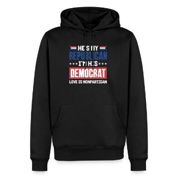 United In Love Unity Patriotic American - Männer Premium Bio Hoodie - Schwarz - Vorne - Nico (187cm)