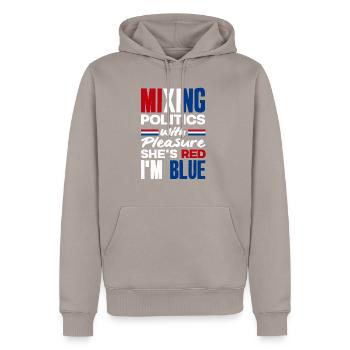 Unis dans l’amour Unité Patriotique Américain - Sweat à capuche Premium bio Homme - taupe - Devant - Nico (187cm)
