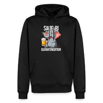Saufari Elefantenedition Elefant Bier - Männer Premium Bio Hoodie - Schwarz - Vorne - Nico (187cm)