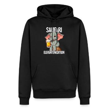 Saufari Elefantenedition Elefant Bier - Männer Premium Bio Hoodie - Schwarz - Vorne - Nico (187cm)