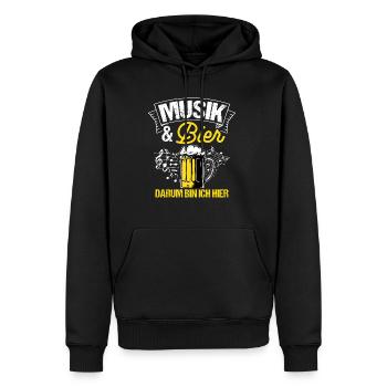 Musik & Bier Darum Bin Ich Hier Saufen Sauftour Bi - Männer Premium Bio Hoodie - Schwarz - Vorne - Nico (187cm)
