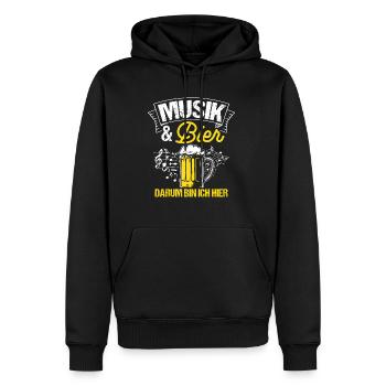 Musique et bière C’est pourquoi je suis là Alcool Musique de fête - Sweat à capuche Premium bio Homme - noir - Devant - Nico (187cm)