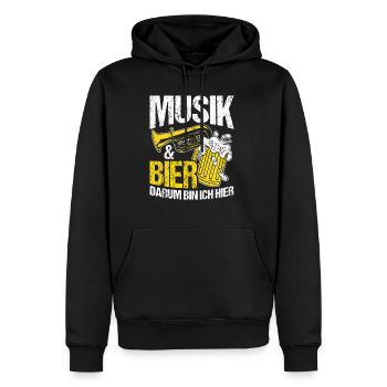 Musique et bière C’est pourquoi je suis là Alcool Musique de fête - Sweat à capuche Premium bio Homme - noir - Devant - Nico (187cm)