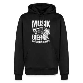 Musik & Bier Darum Bin Ich Hier Saufen Party Bier - Männer Premium Bio Hoodie - Schwarz - Vorne - Nico (187cm)