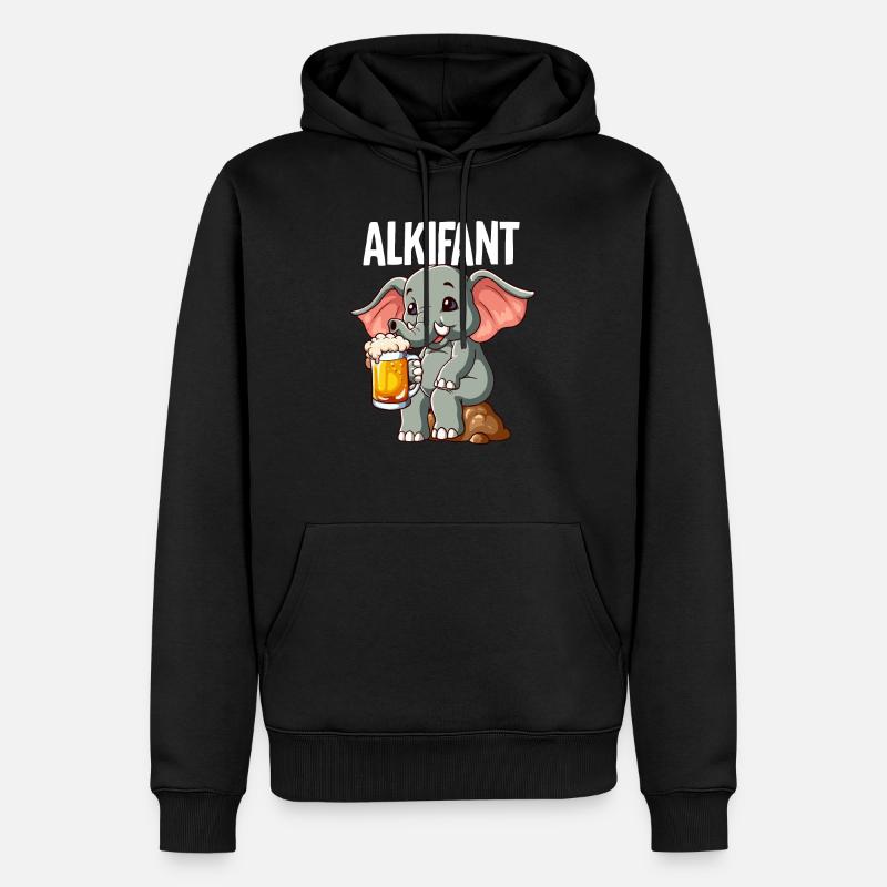 Alkifant Elefant Bier - Männer Premium Bio Hoodie - Schwarz
