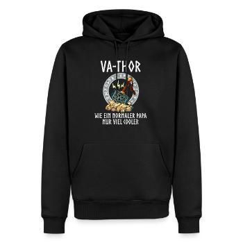 Vathor - Männer Premium Bio Hoodie - Schwarz - Vorne - Nico (187cm)
