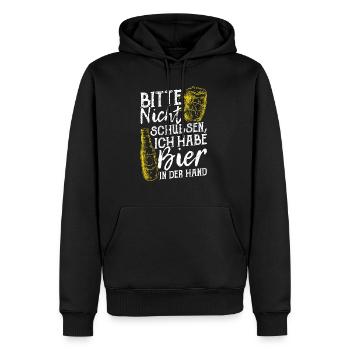 Please don't push I've got beer in my hand hop - Men’s Premium Organic Hoodie - black - Front - Nico (187cm)