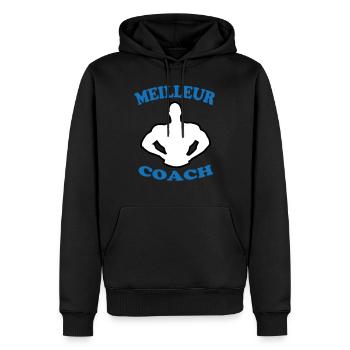 BESTER TRAINER 88 - Männer Premium Bio Hoodie - Schwarz - Vorne - Nico (187cm)