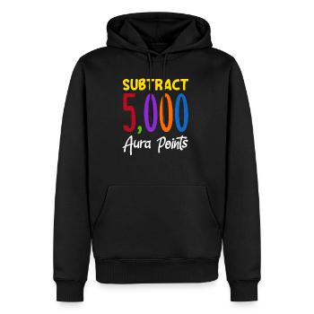 Soustrayez 5 000 points d’aura Trendy Viral - Sweat à capuche Premium bio Homme - noir - Devant - Nico (187cm)