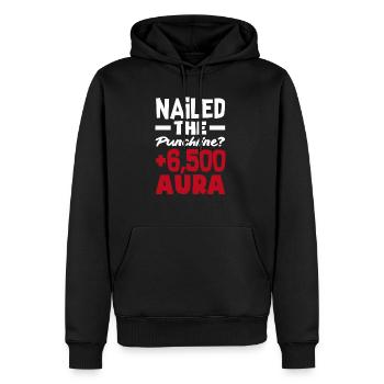 Vous avez réussi la chute ? +6500 aura - Sweat à capuche Premium bio Homme - noir - Devant - Nico (187cm)