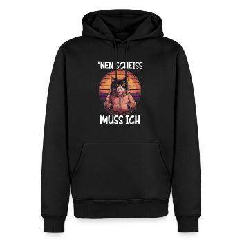Funny cat saying: I have to give a shit - Men’s Premium Organic Hoodie - black - Front - Nico (187cm)