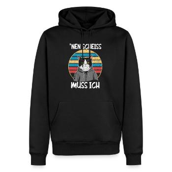 Funny cat saying: I have to give a shit - Men’s Premium Organic Hoodie - black - Front - Nico (187cm)