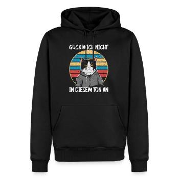 Lustiger Katzen Spruch Guck mich nicht in diesem - Männer Premium Bio Hoodie - Schwarz - Vorne - Nico (187cm)