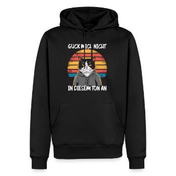Lustiger Katzen Spruch Guck mich nicht in diesem - Männer Premium Bio Hoodie - Schwarz - Vorne - Nico (187cm)
