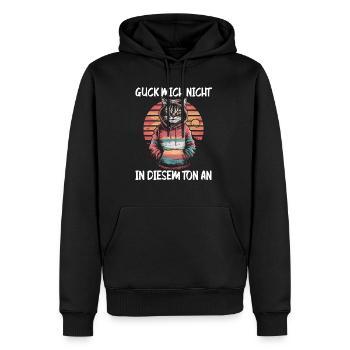 Lustiger Katzen Spruch Guck mich nicht in diesem - Männer Premium Bio Hoodie - Schwarz - Vorne - Nico (187cm)