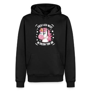 Guck Mich Nicht In Diesem Ton An Lustiges Einhorn - Männer Premium Bio Hoodie - Schwarz - Vorne - Nico (187cm)