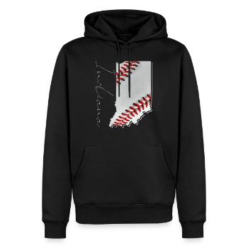 Echter Baseball in der Indiana State Landkarte IN - Männer Premium Bio Hoodie - Schwarz - Vorne - Nico (187cm)
