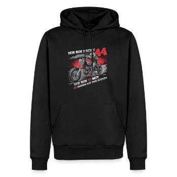 Ich bin nicht 44 Motorradfahrer Biker 44. - Männer Premium Bio Hoodie - Schwarz - Vorne - Nico (187cm)
