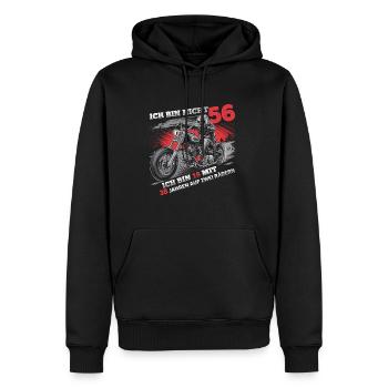 Ich bin nicht 56 Motorradfahrer Biker 56. - Männer Premium Bio Hoodie - Schwarz - Vorne - Nico (187cm)