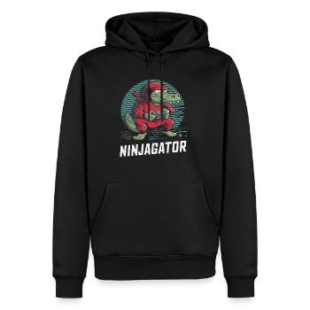 Ninja Alligator Gamer Fun Gaming Reptile Graphic - Men’s Premium Organic Hoodie - black - Front - Nico (187cm)