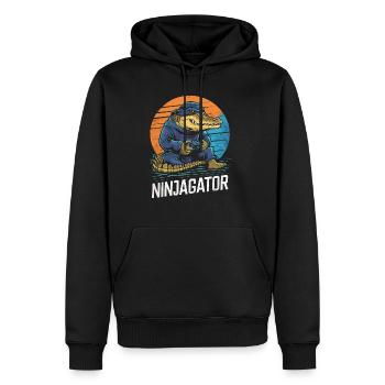 Ninja Alligator Gamer Fun Gaming Reptile Graphic - Men’s Premium Organic Hoodie - black - Front - Nico (187cm)