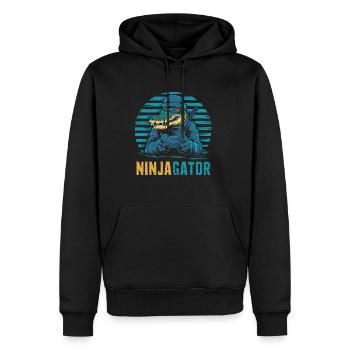 Ninja Alligator Gamer Fun Gaming Reptile Graphic - Men’s Premium Organic Hoodie - black - Front - Nico (187cm)