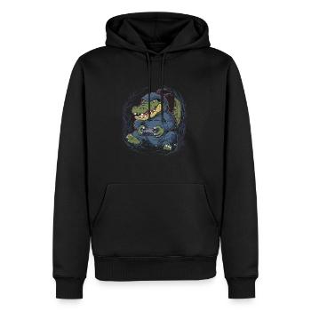 Ninja Alligator Gamer Fun Gaming Reptile Graphic - Men’s Premium Organic Hoodie - black - Front - Nico (187cm)