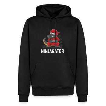 Ninja Alligator Gamer Fun Gaming Reptile Graphic - Men’s Premium Organic Hoodie - black - Front - Nico (187cm)