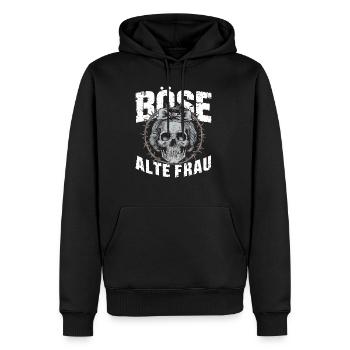 Motorrad Biker Lady Sarkasmus Böse alte Frau - Männer Premium Bio Hoodie - Schwarz - Vorne - Nico (187cm)