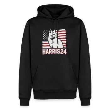 Kamala Harris 24 Cat Lady Supporter - Männer Premium Bio Hoodie - Schwarz - Vorne - Nico (187cm)