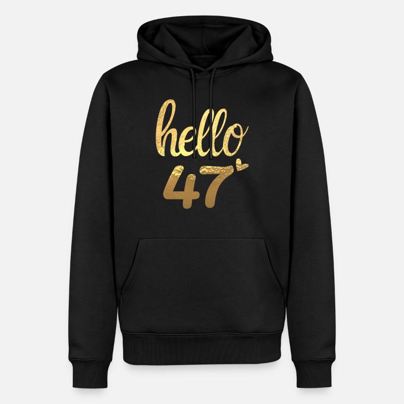 Hello 47 doré - Sweat à capuche Premium bio Homme - noir