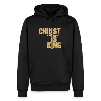 Le Christ est roi Foi chrétienne Religieux - Sweat à capuche Premium bio Homme - noir - Devant - Nico (187cm)