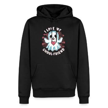 J’aime mon ami goule mignon fantôme Halloween - Sweat à capuche Premium bio Homme - noir - Devant - Nico (187cm)