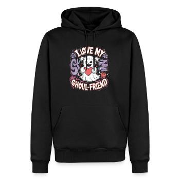 J’aime mon ami goule mignon fantôme Halloween - Sweat à capuche Premium bio Homme - noir - Devant - Nico (187cm)