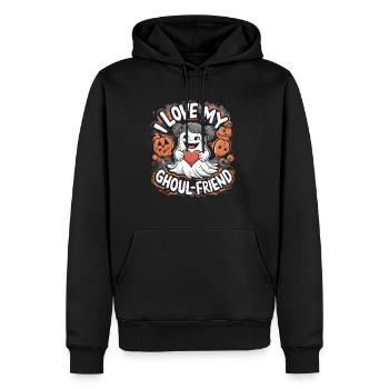 J’aime mon ami goule mignon fantôme Halloween - Sweat à capuche Premium bio Homme - noir - Devant - Nico (187cm)