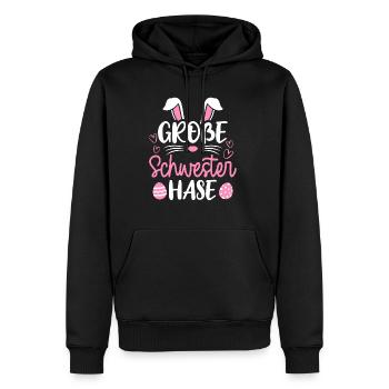 Grande soeur lapin de Pâques lapin famille Pâques Ges - Sweat à capuche Premium bio Homme - noir - Devant - Nico (187cm)