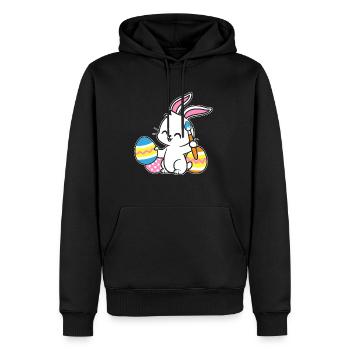 Lapin de Pâques peint oeuf de Pâques peinture chasse aux oeufs - Sweat à capuche Premium bio Homme - noir - Devant - Nico (187cm)