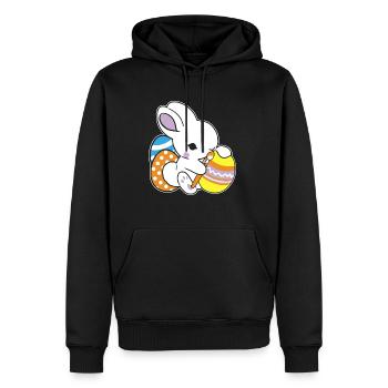 Lapin de Pâques peint oeuf de Pâques peinture chasse aux oeufs - Sweat à capuche Premium bio Homme - noir - Devant - Nico (187cm)
