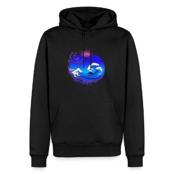 Big Wave Vaporwave Aesthetic 80s Anime Fashion - Männer Premium Bio Hoodie - Schwarz - Vorne - Nico (187cm)