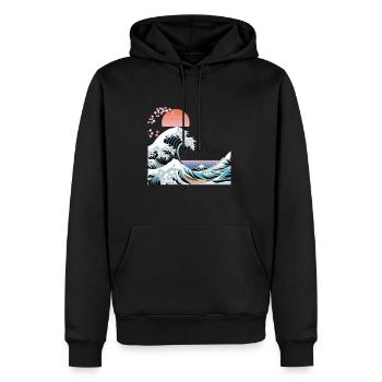Big Wave Vaporwave Aesthetic 80s Anime Fashion - Männer Premium Bio Hoodie - Schwarz - Vorne - Nico (187cm)
