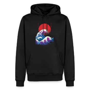 Big Wave Vaporwave Aesthetic 80s Anime Fashion - Männer Premium Bio Hoodie - Schwarz - Vorne - Nico (187cm)