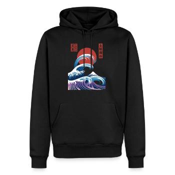 Big Wave Vaporwave Aesthetic 80s Anime Fashion - Männer Premium Bio Hoodie - Schwarz - Vorne - Nico (187cm)