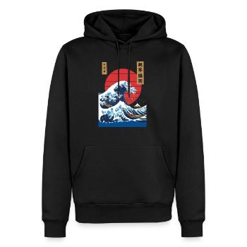 Big Wave Vaporwave Aesthetic 80s Anime Fashion - Männer Premium Bio Hoodie - Schwarz - Vorne - Nico (187cm)