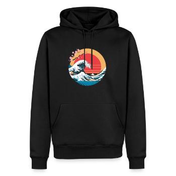 Big Wave Vaporwave Aesthetic 80s Anime Fashion - Männer Premium Bio Hoodie - Schwarz - Vorne - Nico (187cm)