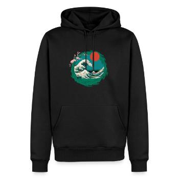 Big Wave Vaporwave Aesthetic 80s Anime Fashion - Männer Premium Bio Hoodie - Schwarz - Vorne - Nico (187cm)