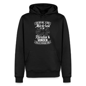 Pferde Hund Hundebesitzerin Reiterin Pferde Hundef - Männer Premium Bio Hoodie - Schwarz - Vorne - Nico (187cm)