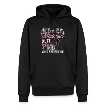 Me who are completely satisfied with horses & dogs - Men’s Premium Organic Hoodie - black - Front - Nico (187cm)