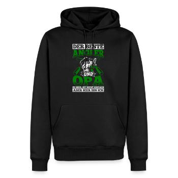Pêcheur à la ligne Pêche Vacances Pêche au poisson Grand-père - Sweat à capuche Premium bio Homme - noir - Devant - Nico (187cm)
