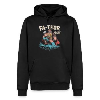 FA-THOR Comme un papa juste bien plus puissant Viking - Sweat à capuche Premium bio Homme - noir - Devant - Nico (187cm)